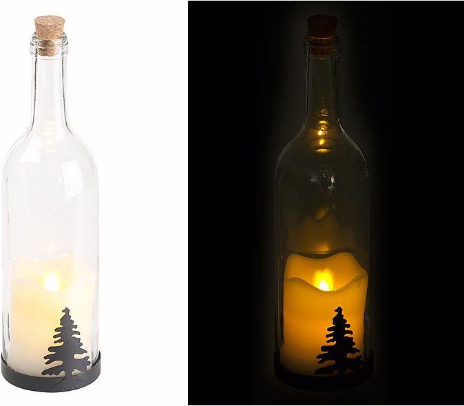 Lunartec Deko-Glasflasche mit LED-Kerze, Tannen-Motiv (1x)