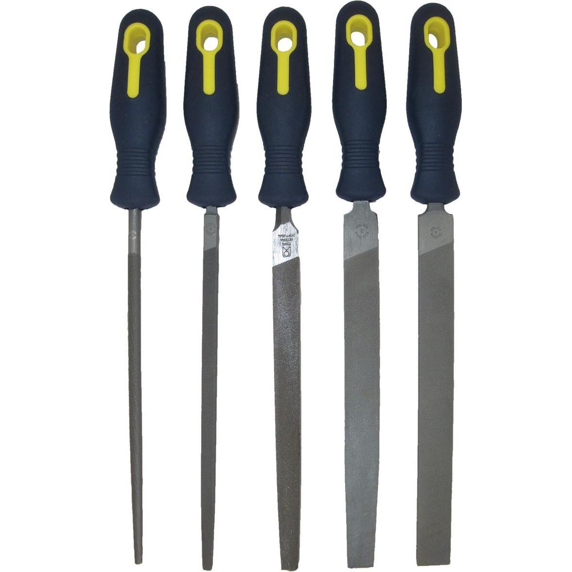 Blu-Dan, Raspel + Feile, Blue-Dan Feilensatz (Werkstatt) mit 2k-Heft Feile schlicht Hieb 1 250mm 5-teilig (Hieb 1, 250 m...
