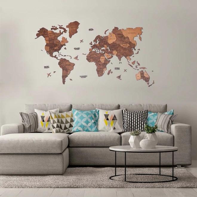 Produktbild Enjoy The Wood 3D Weltkarte (120 x 200 cm)