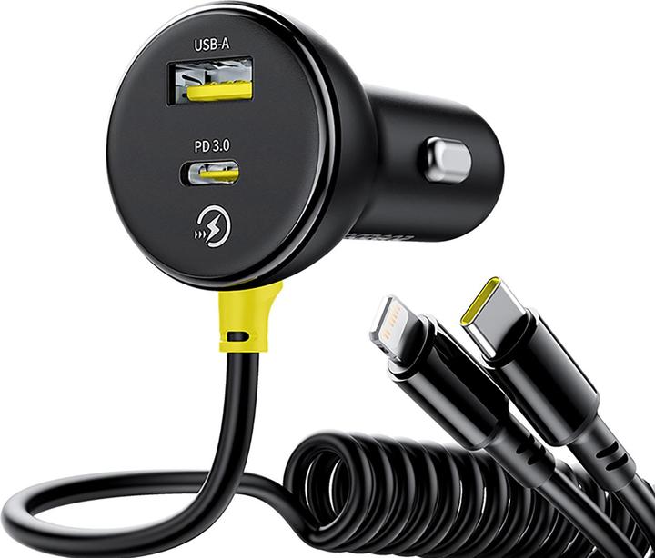 Image du produit Baseus Chargeur de voiture circulaire en plastique (U+C) + câble (C&L) 60W Cosmic Black