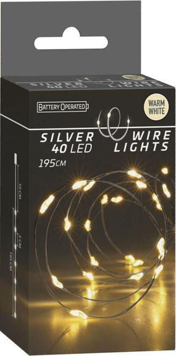 Produktbild Silberdraht 40Led Warmweiss, 195cm (1.95 m)