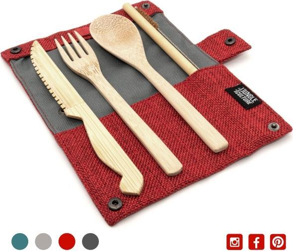 Image du produit Jungle Culture set de couverts réutilisables en bambou rouge (1 pièce(s), Couteau)