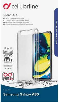 Image du produit Cellularline CLEARDUOGALA90T Coque arrière Convient pour : Galaxy A80 Transparent (Samsung Galaxy A80)