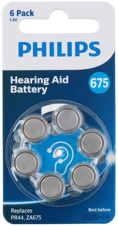 Image du produit Philips Pile bouton pour appareil auditif ZA675 6 pièces (6 pcs, A675, 630 mAh)
