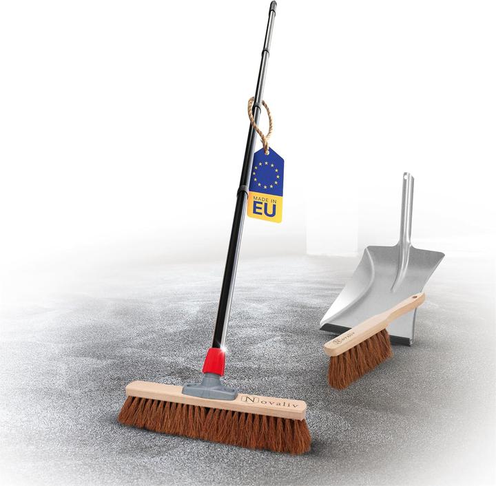 Immagine prodotto Novaliv Kokosbesen 40 cm mit Stiel Kokosborsten inkl. Kehrgarnitur verzinkt mit Gummilippe bestehend (1 pz.)