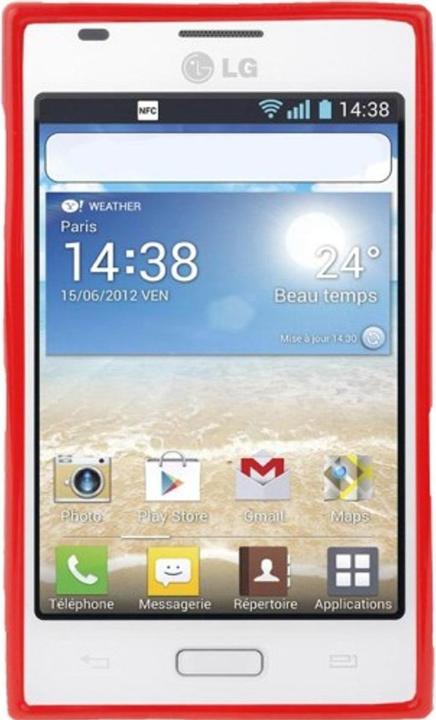 Produktbild König Design Schutzhülle TPU Punkte Case für Handy LG Optimus L5 / E610 rot/weiss