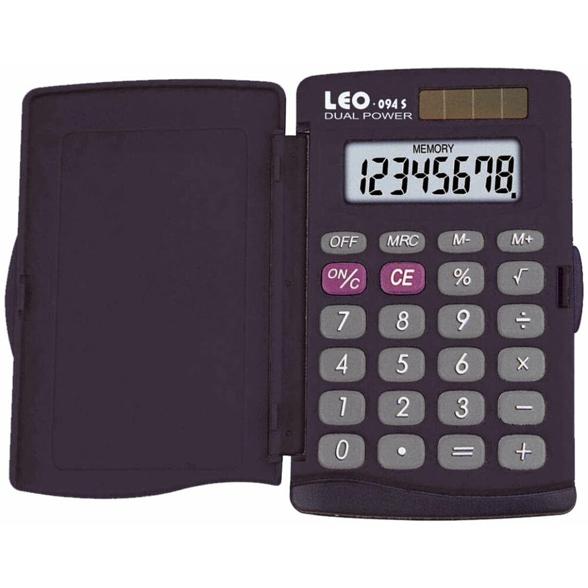 Leo, Taschenrechner, Taschenrechner grau (Batterien, Solarzellen)