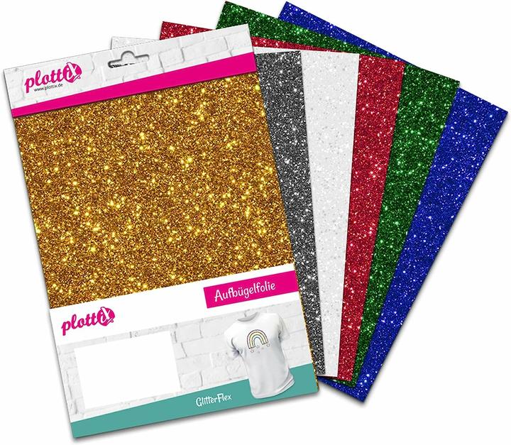 Produktbild PlottiX GlitterFlex Bundle 20cm x 30cm (6 Folien)