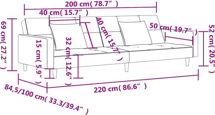 Produktbild vidaXL Schlafsofa (2-Sitzer)