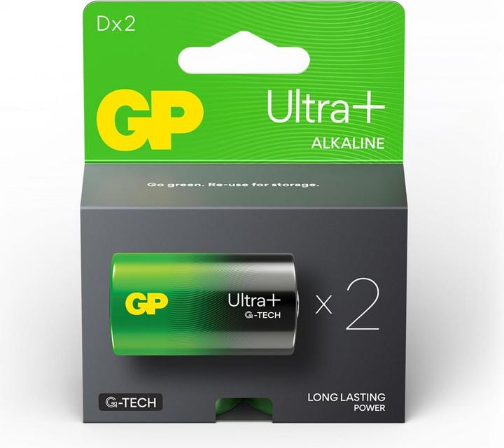 Produktbild GP Batteries Ultra Plus Alkaline Batterie D Mono 1,5V 2er Blister (2 Stk.)