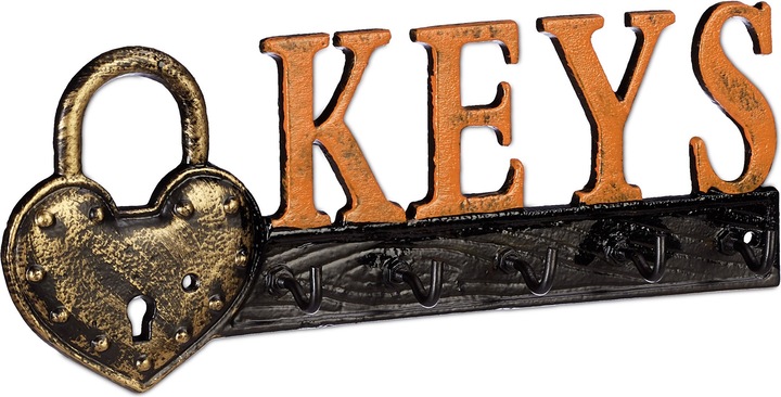 Actual product image Relaxdays Wall Mounted Key Holder, 5 Hooks (26 x 3 x 10 cm)