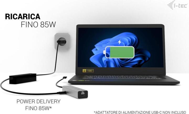 Produktbild i-tec USB-C Charging Metal HUB 5port with USB-C video 8K + Power Delivery 85W (USB-C, 5 Ports)