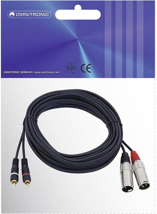 Immagine prodotto Omnitronic Cavo adattatore 2xXLR(M)/2xCinch 6m bw (6 m, XLR)