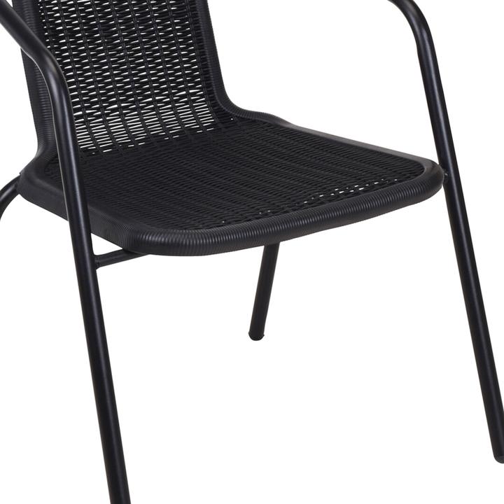 Produktbild Mojawo 2 Stück Stabiler Rattan-Design Bistrostuhl Stapelstuhl Stahl schwarz
