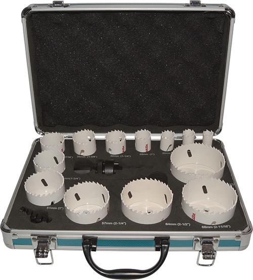 Actual product image Makita D-47307 Hole saw set 16 pieces (16, 19, 22, 25, 32, 35, 37, 44, 51, 57, 64, 68, 76 mm)