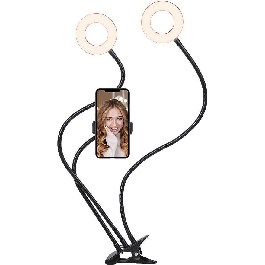 Thumbnail - Cygnett V-Dual Classic 2-in-1 Dual Ring Light with Phone Holder, Dauerlicht, Schwarz