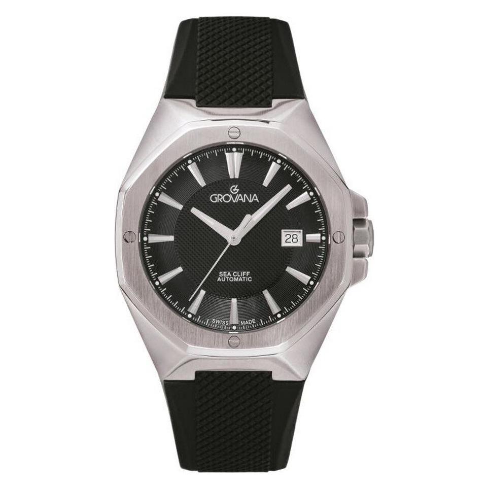 Grovana, Armbanduhr, Sea Cliff-Kollektion – Automatikuhr, Hergestellt In Der Schweiz, Schwarz, (Swiss Made)