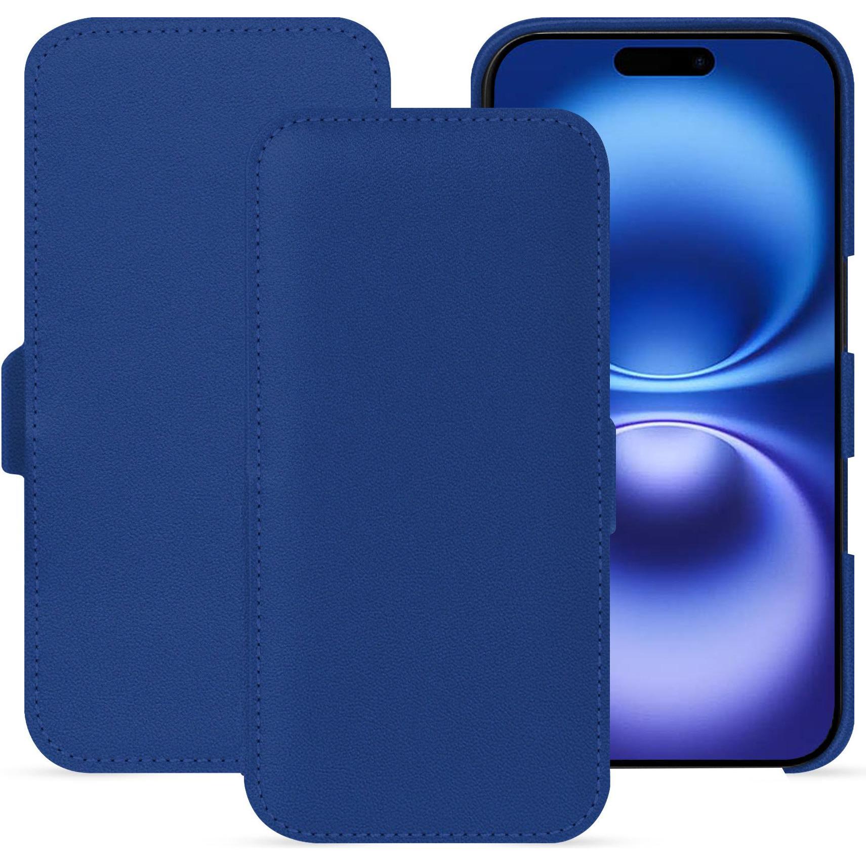 Thumbnail - Noreve Lederschutzhülle horizontal (Apple iPhone 16), Smartphone Hülle, Blau