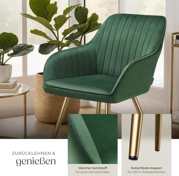 Actual product image tectake chair Marilyn, velvet look, quilted