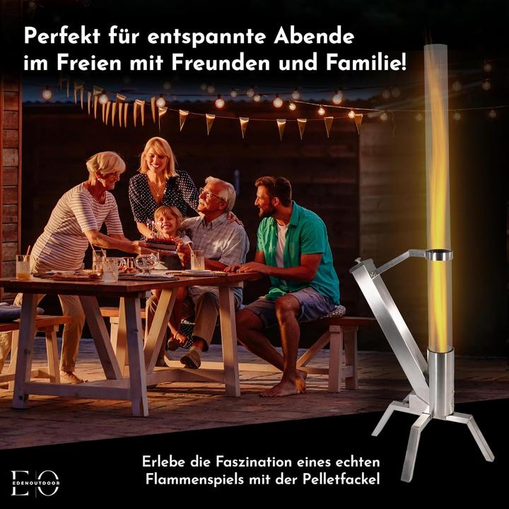 Immagine prodotto Eden Outdoor Glas-Feuerrohr mit Edelstahlgestell, H 132 cm