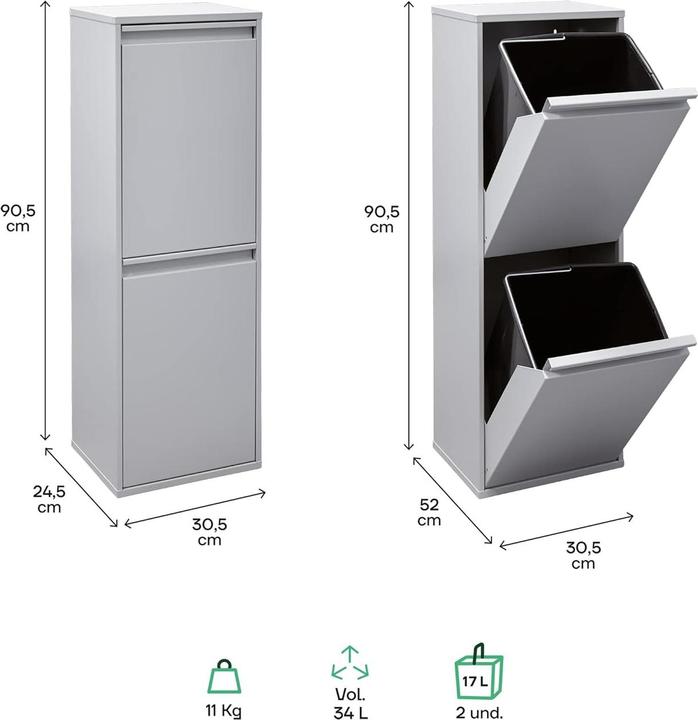 Produktbild Arregui Mülleimer, 2 Fächer (34 l)