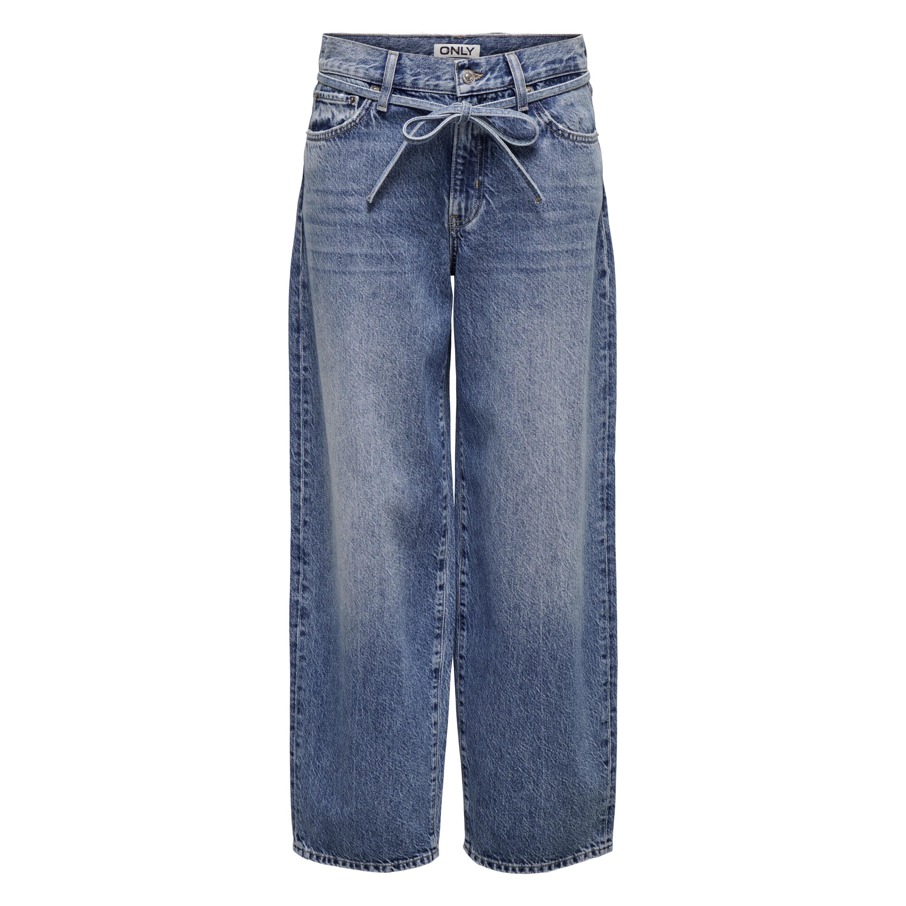 Only, Damen, Jeans, Ballon Schnitt Mittlere Taille Jeans Straight-Fit Jeans, Blau, (W27/L34)