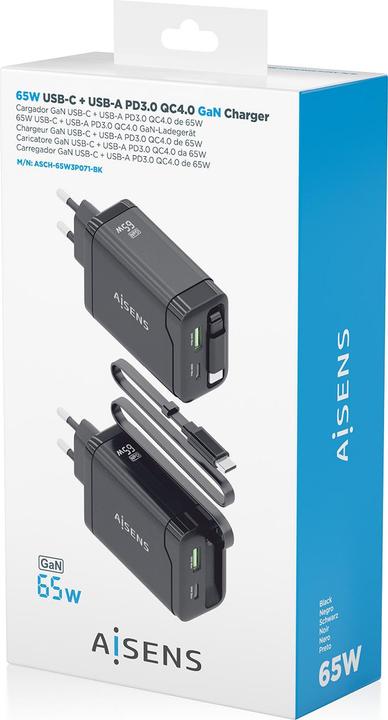 Produktbild Aisens ASCH-65W3P071-BK (65 W, 3 Ports)
