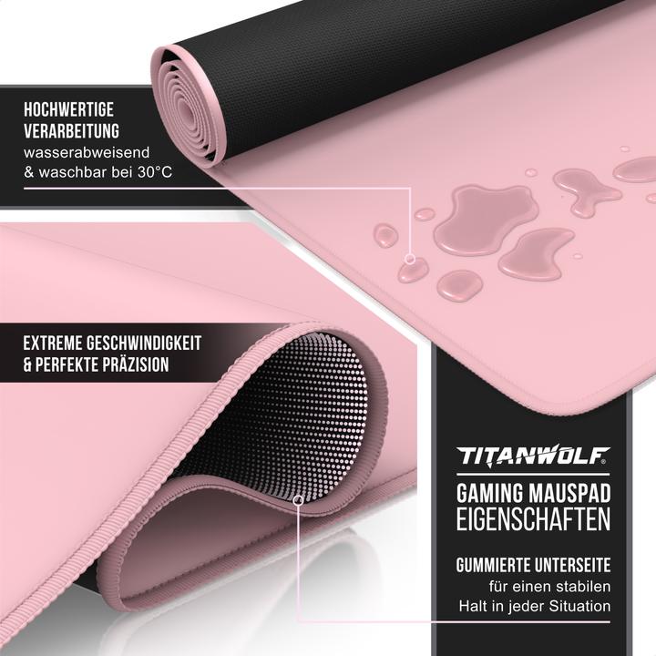 Produktbild Titanwolf Gaming Mauspad, 1200 x 600mm XXXL Speed Gaming Mausmatte, Mousepad Extragrosse Fläche, rosa (XXL)