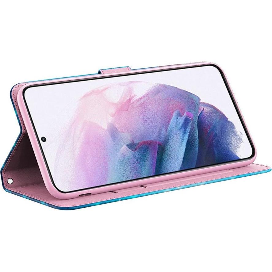 Thumbnail - Cover-Discount Galaxy S22 - Etui Glitzer Effekt Schmetterlinge blau (Samsung Galaxy S22+), Smartphone Hülle, Blau