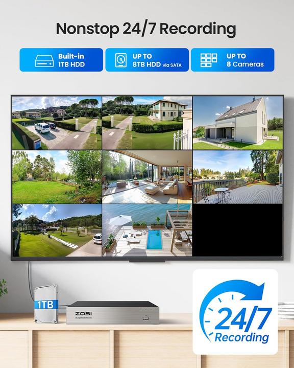 Actual product image Zosi Kabelgebundenes PTZ Überwachungskamera-Set mit DVR