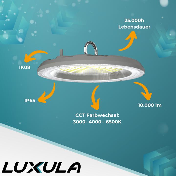 Immagine prodotto Luxula Lampada a LED per alte luci LX500135, HighBay, UFO, 100W, 10000lm, CCT, IP65 (10000 lm)