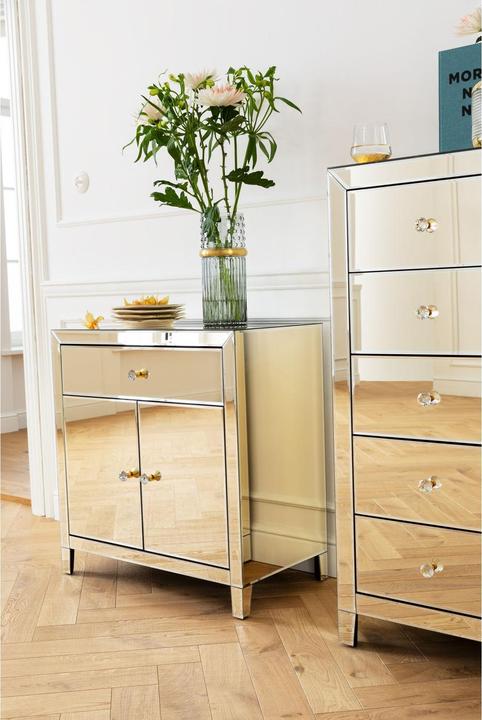 Immagine prodotto Designlife Cassapanca alta Luxury Champagne 5 cassetti (49 x 41 x 110 cm)