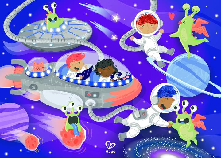 Actual product image Hape Space Friends Puzzles (48 pieces)