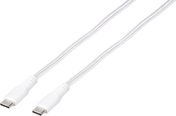 Produktbild Vivanco Longlife USB-C Kabel, Nylon, USB-C Stecker <> USB-C Stecker, max. 60W, weiss, 0,50m (0.50 m, USB 3.0)