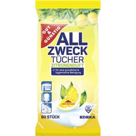 Gut & Günstig Reinigungstuch Allzweck Citrus 80ST, Reinigungsutensil, Weiss