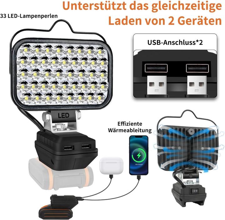 Produktbild Gzyz LED-Akku-Baustellenlampe (5000 lm)
