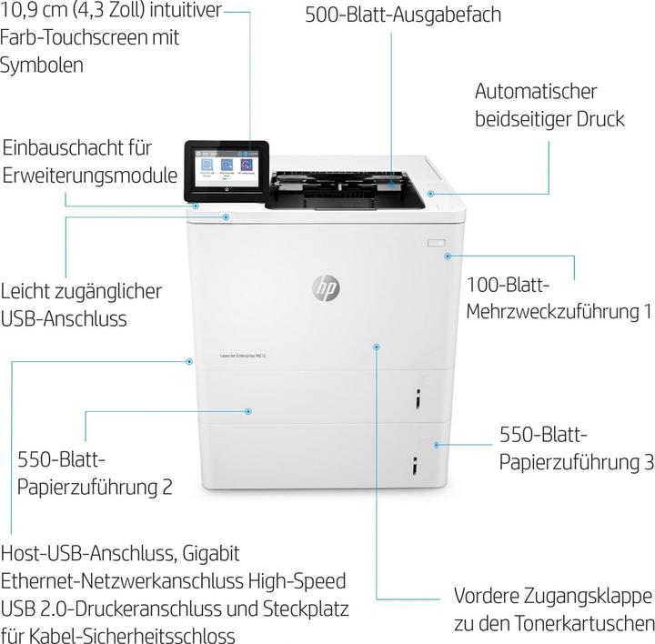 Actual product image HP LaserJet Enterprise M612dn (Laser, Black and white)