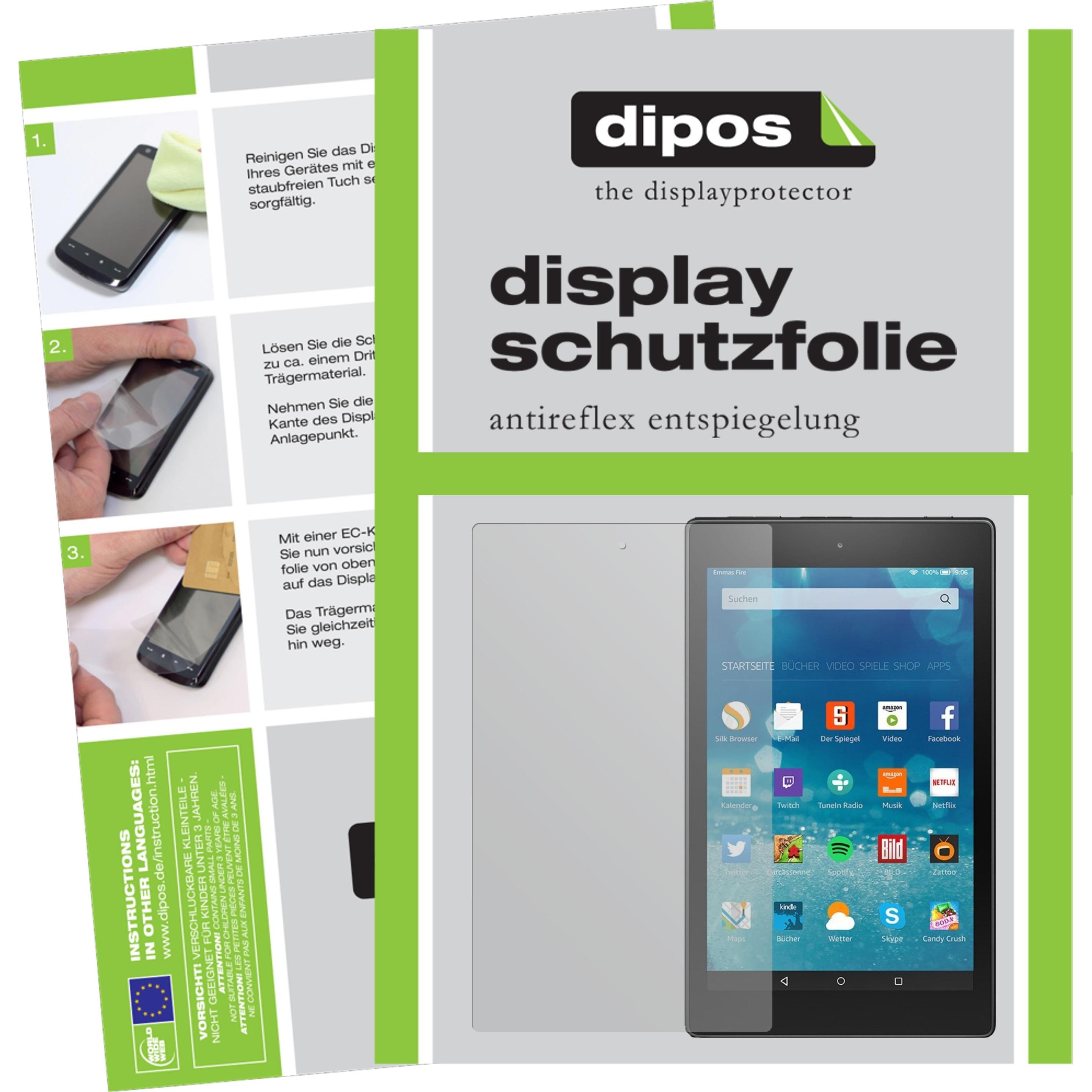 Dipos Displayschutzfolie Antireflex (2 Stück, Fire HD 8), Tablet Schutzfolie