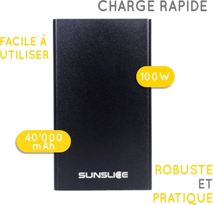Image du produit Sunslice Batterie externe "Gravity 40" (40000 mAh, 100 W, 100 Wh)