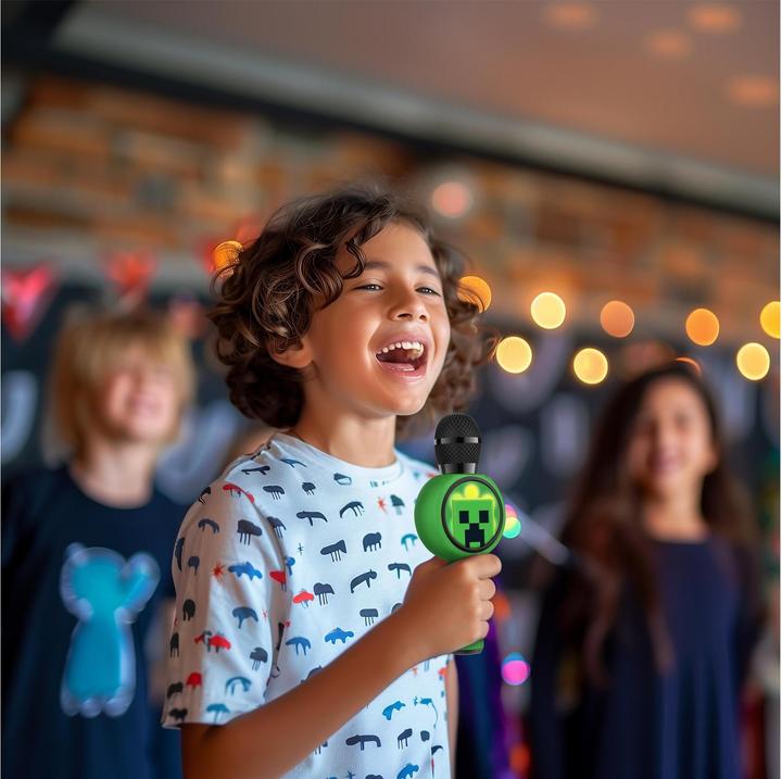 Produktbild OTL Kinder LED Karaoke Mikrofon mit Micro-SD Karten Slot und lustigem Stimmenverzerrer, lange Laufze