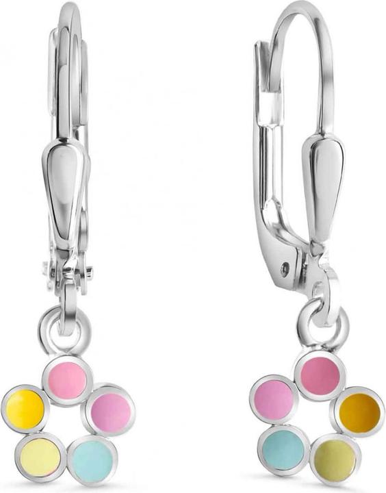 Produktbild Passion Ohrringe Aus Rhodiiertem Silber – Anhänger – Blume – Mehrfarbiger Lack (Silber)