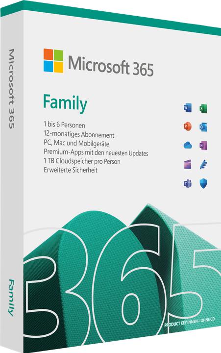 Produktbild Microsoft 365 Family (6 User, 12 Monate)