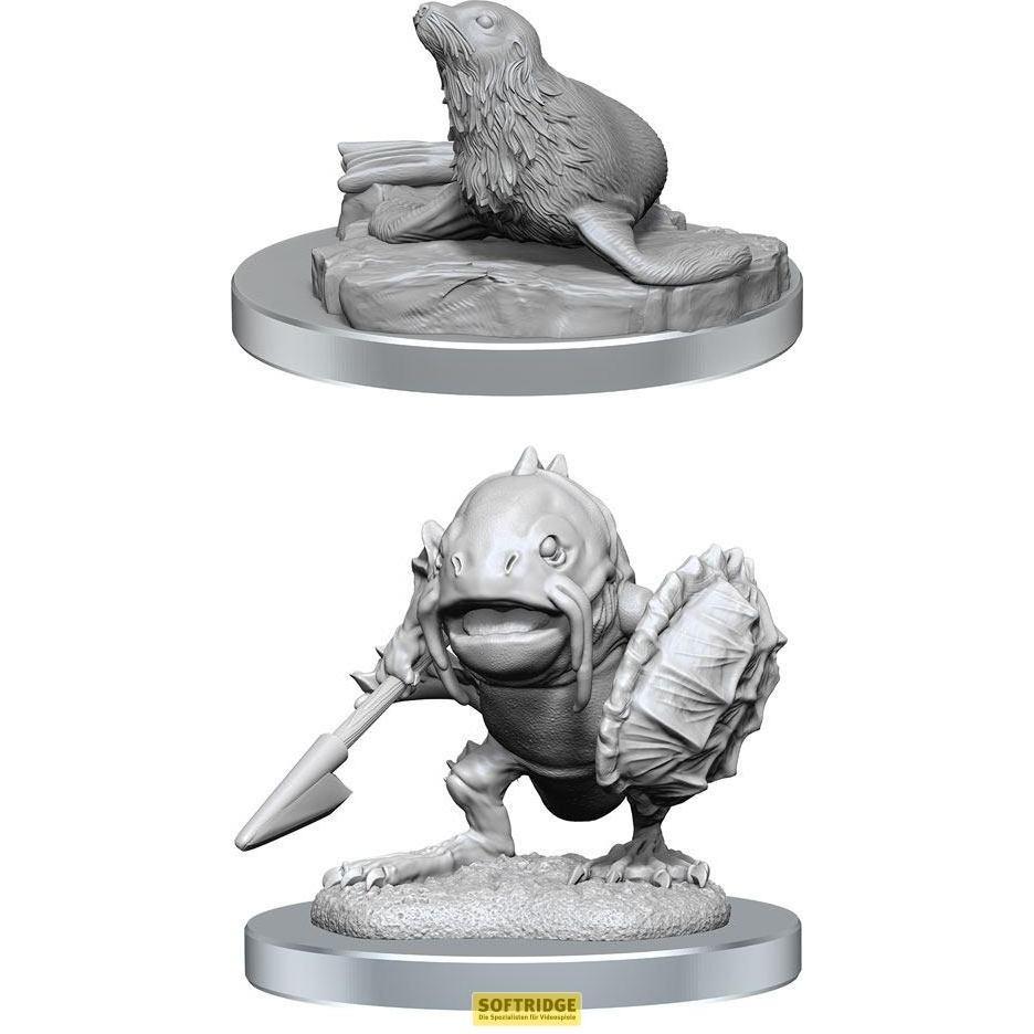 Wizkids D&D Nolzur's Marvelous Miniatures pack 2 miniatures à peindre Locathah & Seal