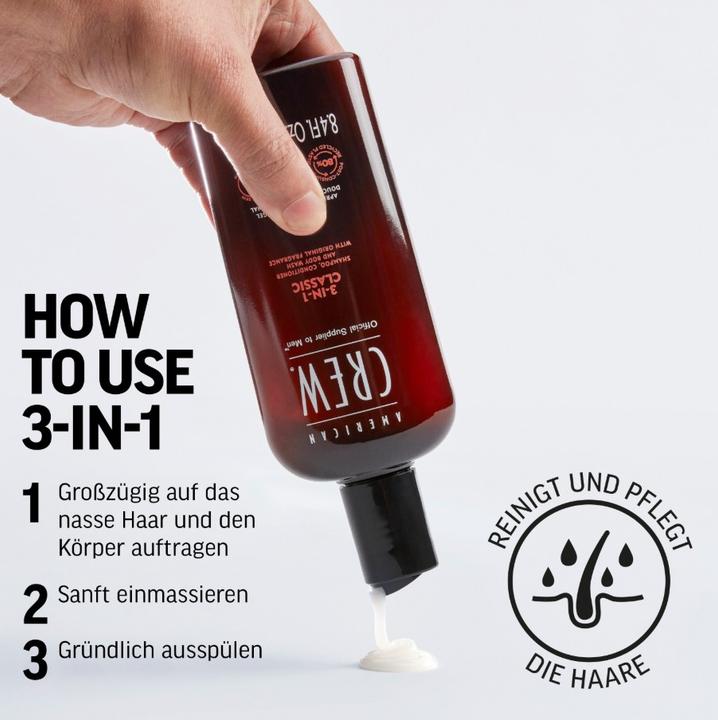 Actual product image American Crew 3-in-1 Shampoo, Conditioner & Body Wash 1000ml (1000 ml, Liquid shampoo)