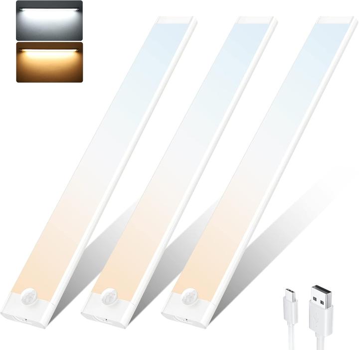 Tailcas 3er Set LED Unterbauleuchte mit Bewegungsmelder (360 lm)