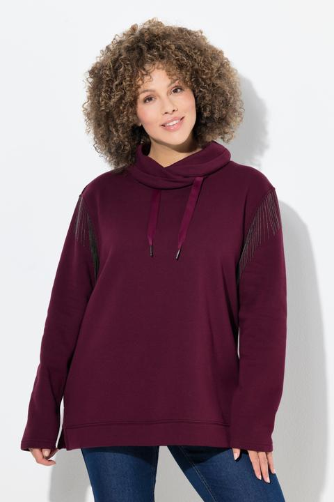 Produktbild Ulla Popken Sweatshirt, Kettenfransen, Stehkragen, Langarm (56)