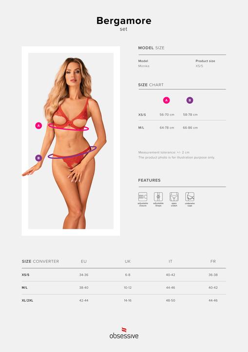 Immagine prodotto Obsessive Set di reggiseno aperto Bergamore 2 pezzi - Rosso (S)