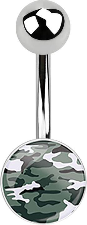 Produktbild Star Piercing Banane silber mit zwei Kugeln und Bild Military grau (ohne Messing, Chirurgenstahl 316L)