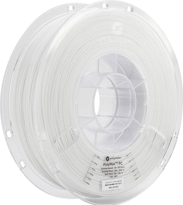 Produktbild Polymaker PC02004 Polymax Tough Filament PC (Polycarbonat) hohe Steifigkeit, hit (Carbon, 2.85 mm, 750 g, Weiss)