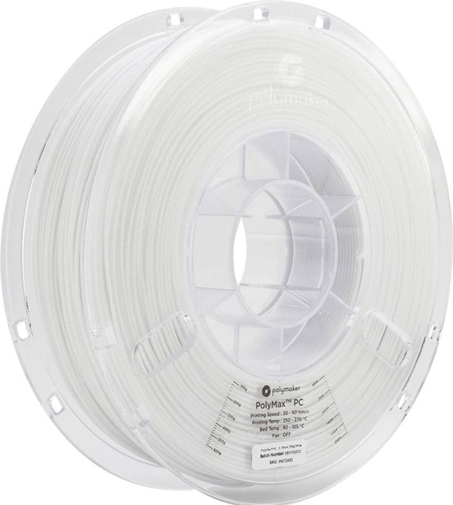 Immagine prodotto Polymaker PC02004 Polymax Tough Filament PC (Policarbonato) alta rigidità, colpo (Carbonio, 2.85 mm, 750 g, Bianco)